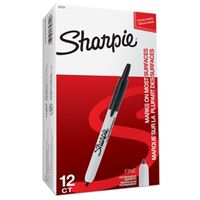 sharpie permanent black marker pen 1mm line pack 12 - s0810840