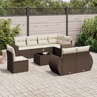 vidaxl set de sofas de jardin 9 pzas y cojines ratan sintetico marron