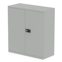 qube by bisley stationery 1000mm 2-door cupboard goose grey with shelf