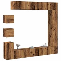 vidaxl conjunto de mueble de tv 9 piezas montado la pared madera vieja