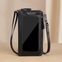 bolso de hombro mini de cuero sintetico con ventana transparente versatil para mujeres con pantalla tactil de moda bolsa antirrobo multifuncional para telefono celular