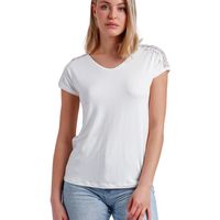 admas blusa camiseta de manga corta puntilla hombro para mujer