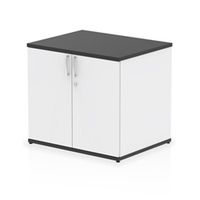 impulse 600mm deep desk high cupboard black and white