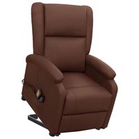 vidaxl sillon de masaje elevable cuero sintetico marron