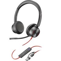 poly blackwire 8225 auriculares estereo usb-c con certificacion microsoft teams  adaptador usb-ca