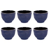 6 tazas de hierro fundido 15 cl - azul y bronce