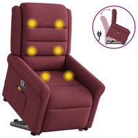 vidaxl sillon reclinable de masaje elevable tela rojo tinto