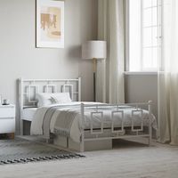 vidaxl estructura cama sin colchon con estribo metal blanco 100x190 cm