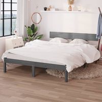 vidaxl estructura de cama sin colchon madera maciza gris 140x190 cm