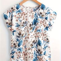 blusa de cuello redondo estampada floral elegante top de manga corta para primavera y verano ropa de mujer