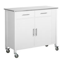 carrito de cocina con encimera en acero inoxidable metal blanco