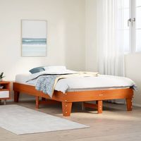 vidaxl estructura de cama sin colchon madera maciza marron 135x190 cm