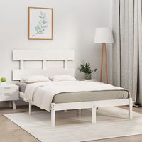 vidaxl estructura de cama doble pequena madera maciza blanca 120x190cm