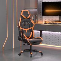 vidaxl silla gaming con reposapies cuero sintetico negro naranja