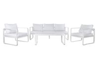 set 4 sofa poliester blanco aluminio 184x72x78cm