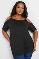 yours camiseta negra hombros descubiertos mujer curvy y tallas grandes yours