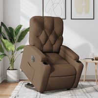 vidaxl sillon electrico reclinable elevable de tela marron