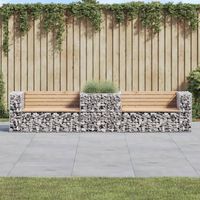 vidaxl banco de jardin con cesta de gaviones madera maciza de pino