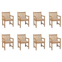 vidaxl sillas de jardin 8 uds madera maciza de teca cojines beige