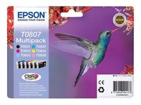 epson t0807 - cartucho de tinta original c13t08074011 negro cian magenta  amarillo cian claro y magenta claro pack de 6