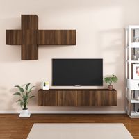 vidaxl set de muebles para tv 7 pzas madera contrachapada roble marron