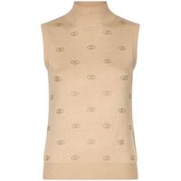 liu jo blusa top de punto con logotipo y strass para mujer