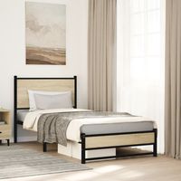 vidaxl estructura de cama sin colchon metal roble sonoma 90x190 cm