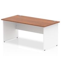 impulse panel end 1600 rectangle desk walnut top white - tt000013