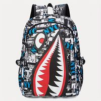 mochila deportiva estampada con dientes afilados y diseno de grafiti para chicos geniales mochila escolar informal de gran capacidad para hombres y mujeres para exteriores universidad y biblioteca