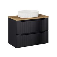 mueble lavabo 2 cajones estratificado negro marron