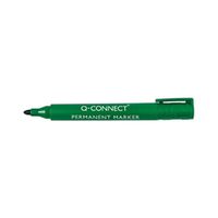 q-connect permanent marker pen bullet tip green pack of 10 - kf01773