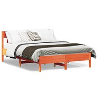 vidaxl estructura de cama sin colchon madera maciza marron 135x190 cm