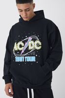 sudadera oversize con capucha y estampado de acdc negro