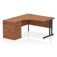 impulse 1400 lh crescent desk cantilever walnutblack 600 desk hi ped