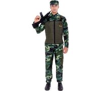 disfraz de militar verde camuflado con gorra para adulto