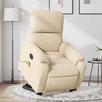 vidaxl sillon masaje electrico reclinable elevable tela crema