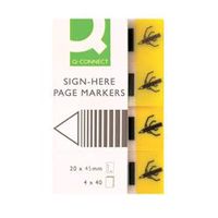 q-connect quick signature markers 20 x 45mm yellow pk 160 - kf01979