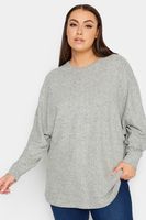 yours luxury jersey gris claro jaspeado con costura frontal mujer curvy y tallas grandes yours