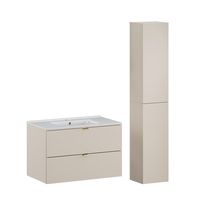 set de muebles lavabo encastrado y columna estratificado 80cm