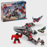 lego marvel batalla entre el capitan america y hulk rojo avion caza a reaccion de juguete para