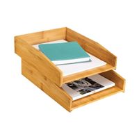 set of 2 bamboo letter trays