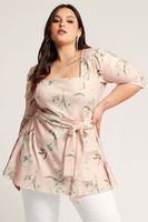 yours london top rosa floral escote cuadrado mujer curvy y tallas grandes yours london