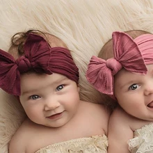 baby big bow soft nylon headbands flower print nylon turban hairband oversize bunny bow headwrap baby girl head wrap accessories