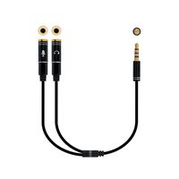 nanocable cable adaptador audio jack 35 4pines a 2xjack 35 3pines machohembra 30cm negro