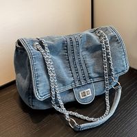 bolso de hombro de mezclilla de moda bolso cruzado de solapa de moda bolso de mano y cartera casual para mujer