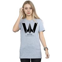 dc comics camiseta manga larga justice league wayne aerospace para mujer