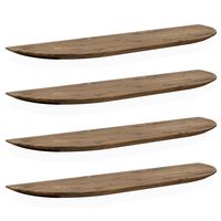 pack 4 estanterias redondeadas de madera flotantes marron 80x32cm