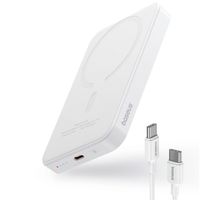 baseus powerbank 5000mah con carga inalambrica magsafe 20w blanca  cable usb-c a usb-c 30cm blanco