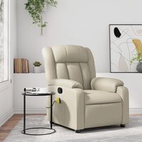 vidaxl sillon reclinable de masaje cuero sintetico crema