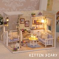 conjunto de mini casa de munecas con cubierta antipolvo modelo de casa pequena hecha a mano - decoraciones para el hogar perfectas regalos hechos a mano para adolescentes